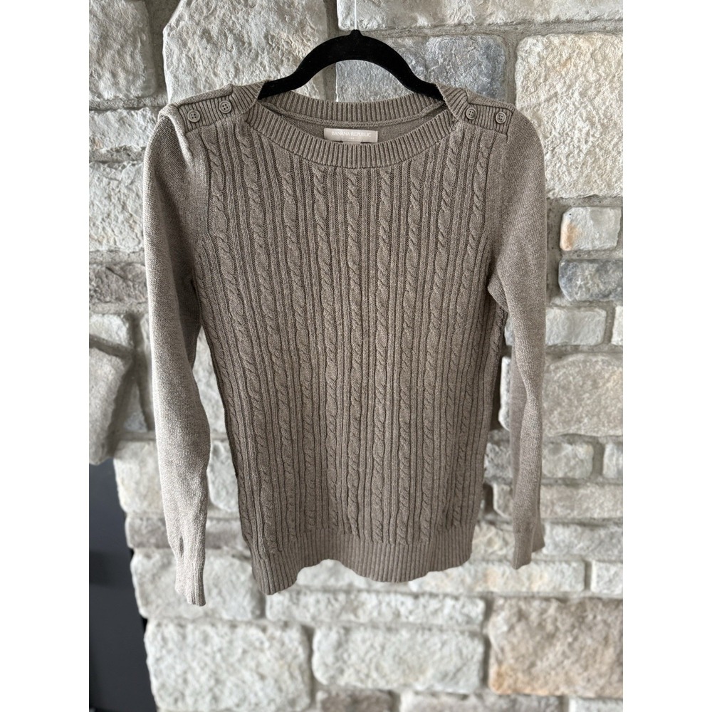 Taupe Angora Knit Preppy Classic Pullover Banana Republic Womens Sweater Size S
